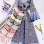 طقم صباحية طويل ساتان جاكار مزيج الوان موديل 8572