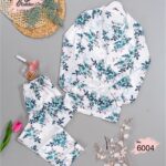 بيجامة زراير ساتان مطبعة موديل 6004