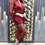 بيجامة 3 قطع ساتان و دانتيل موديل 6010