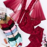 بيجامة ساتان جاكار 5 قطع  موديل 6012