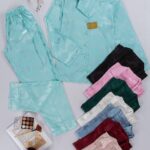 بيجامة ساتان جاكار زراير موديل 6018