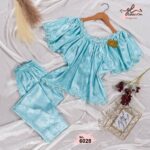 بيجامة ساتان جاكار تركي موديل 6028