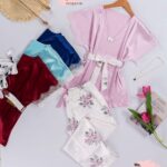 بيجامة ساتان قطعتيم موديل 6034