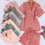 بيجامة شورت ساتان جاكار موديل 6044