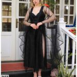 طقم صبحلك طويل ساتان جاكار و تول موديل 8566