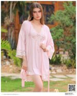 ⁦قميص نوم مع روب ليكر قصير موديل 8602⁩ - الصورة ⁦11⁩