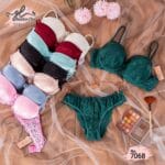 طقم برا ساتان جاكار ملون موديل 7068