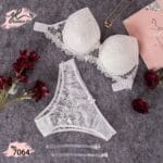 طقم برا عريسي ابيض ظهر شفاف موديل 7064