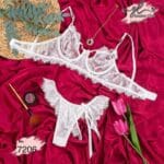 طقم برا دانتيل مع فتحة على الصدر موديل 7206