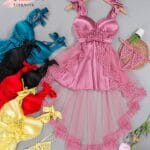 قميص نوم قصير ساتان مع جبير طاير موديل 9116