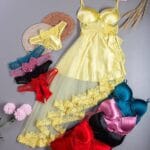 قميص نوم ساتان و تول مع جبير موديل 9120