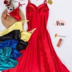 قميص نوم ساتان طويل موديل 9136